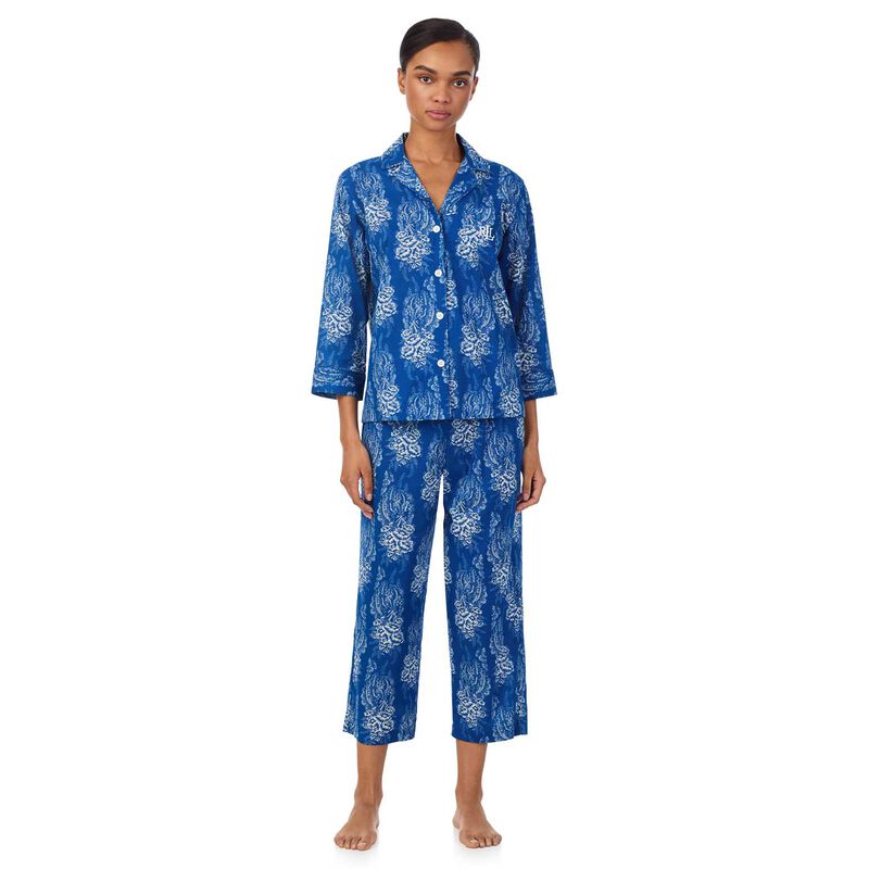 Lauren Ralph Lauren Classic Lawn 3/4 Sleeve Notch Collar Pajama Set image number 0
